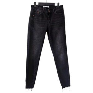 Zara Raw Hem Skinny Retro 70s 80s Moto Biker Style Jean's 6